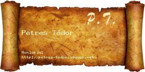 Petres Tódor névjegykártya
